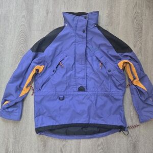 Vintage Mobius Colorblock Anorak Pullover Jacket Blue Orange Black Women's 8